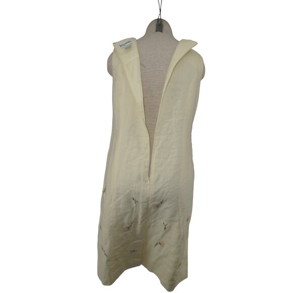 Bagatelle 100% Linen Cream Floral Embroidered Shift Dress (Size 8) - Picture 9 of 11